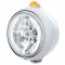 Stainless Steel "Guide" Headlight W/ Amber Top Mount Light - 34 White Led Crystal Halogen