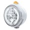 Chrome "Guide" Headlight W/ Amber Dual Function Top Mount Light - 34 White Led Crystal Halogen