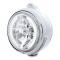 Chrome "Guide" Headlight W/ Amber/Clear Dual Function Top Mount Light - 34 White Led Crystal Halogen