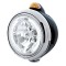 Black "Guide" Headlight W/ Amber Dual Function Top Mount Light - 34 White Led Crystal Halogen