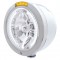 Stainless Steel Peterbilt "Bullet" Half-Moon Peterbilt Headlight W/ Amber Signal Light - 34 White Led Crystal Halogen