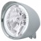 Chrome Aluminum 7" Billet Style "Chopper" Motorcycle Mount Headlight With Smooth Visor - 34 White Auxiliary Led