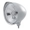 Chrome Aluminum 7" Billet Style "Chopper" Motor Vehicle/Truck Mount Headlight With Razor Visor - Crystal H4 Halogen