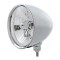 Chrome Aluminum 7" Billet Style "Chopper" Motor Vehicle/Truck Mount Headlight With Smooth Visor - Crystal H4 Halogen