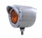 Incandescent Stainless Steel 2" Double Face Regular Flat Light W/ Visor - Amber Lens/Red Lens