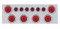 Stainless Steel Rear Center Light Panel W/ Six 10 Led 4" & 9 Led 2" Beehive Light W/ Visor - Red Led/Red Lens