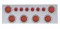 Stainless Steel Rear Center Light Panel W/ Six 12 Led 4" & 9 Led 2" Flat Light W/ Visor - Red Led/Red Lens