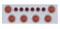 Stainless Steel Rear Center Light Panel W/ Six 12 Led 4" & 9 Led 2" Beehive Light W/ Visor - Red Led/Red Lens