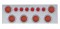 Stainless Steel Rear Center Light Panel W/ Six 12 Led 4" & 9 Led 2" Reflector Light W/ Visor - Red Led/Red Lens