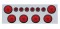 Stainless Steel Rear Center Light Panel W/ Six 10 Led 4" & 9 Led 2" Beehive Light W/ Grommet - Red Led/Red Lens