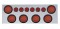 Stainless Steel Rear Center Light Panel W/ Six 12 Led 4" & 9 Led 2" Flat Light W/ Grommet - Red Led/Red Lens
