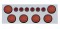 Stainless Steel Rear Center Light Panel W/ Six 12 Led 4" & 9 Led 2" Beehive Light W/ Grommet - Red Led/Red Lens