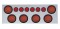 Stainless Steel Rear Center Light Panel W/ Six 12 Led 4" & 9 Led 2" Reflector Light W/ Grommet - Red Led/Red Lens