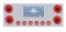 Stainless Steel Rear Center Light Panel W/ Four 21 Led 4" Halo Light & Six 9 Led 2" Flat Light W/ Visor - Red Led/Red Lens