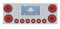 Stainless Steel Rear Center Light Panel W/ Four 21 Led 4" Glo Light & Six 9 Led 2" Flat Light W/ Grommet - Red Led/Red Lens