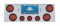 Stainless Steel Rear Cntr Lt Pnl W/ Four 12 Led 4" & Three 13 Led 2 1/2" Flat Lt W/ Grommet - Red Led/Red Lens