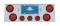 Stainless Steel Rear Center Light Panel W/ Four 7 Led 4" Reflector & Three 13 Led 2 1/2" Flat Light W/ Grommet - Red Led/Red Lens