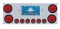 Stainless Steel Rear Center Light Panel W/ Four 10 Led 4" & Six 9 Led 2" Flat Light W/ Grommet - Red Led/Red Lens