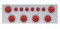 Stainless Steel Rear Center Light Panel W/ Six 7 Led 4" & 9 Led 2" Flat Light W/ Visor - Red Led/Red Lens