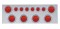 Stainless Steel Rear Center Light Panel W/ Six 7 Led 4" & 9 Led 2" Reflector Light W/ Visor - Red Led/Red Lens