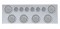 Stainless Steel Rear Center Light Panel W/ Six 7 Led 4" & 9 Led 2" Reflector Light W/ Visor - Red Led/Clear Lens
