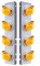 (2/Bulk) Stainless Steel Peterbilt 8 Led Cutout A/C Bracket W/ 17 Amber Led Clear W/ Reflector Dual Function Cab Lt & Cr Vsr - Amber Lens