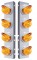 (2/Bulk) Stainless Steel Peterbilt 8 Led Cutout A/C Bracket W/ 17 Amber Led Watermelon W/ Reflector Cab Lt & Cr Visor - Amber Lens