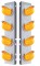(2/Bulk) Stainless Steel Peterbilt 8 Led Cutout A/C Bracket W/ 17 Amber Led Beehive Cab Light & Cr Visor - Amber Lens