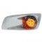17 Amber Led Kenworth T660 Driver Front Bumper Single Function Clear Style Light W/ Reflector W/ Visor - Amber Lens