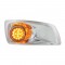 17 Amber Led Kenworth T660 Passenger Front Bumper Dual Function Clear Style Light W/ Reflector - Amber Lens