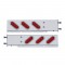 (2/Bulk) Stainless Steel Rear Light Bar With Six 10 Red Led Oval Red Lens Light With Visor - 3 3/4" Bolt Pattern