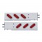 (2/Bulk) Stainless Steel Rear Light Bar With Six 10 Red Led Oval Red Lens Light With Visor - 2 1/2" Bolt Pattern