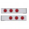 (2/Bulk) Chrome 2 Pcs. Rear Light Bar W/ Six 10 Led 4" Red Lens Light W/ Visor - 4 Hole Flange Mount