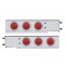 (2/Bulk) Economy 430 Stainless Steel Spring Loaded Rear Light Bar W/ Six 7 Red Led 4" Light W/ Visor - Red Lens (2 1/2" B.P.)