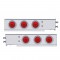 (2/Bulk) Economy 430 Stainless Steel Spring Loaded Rear Light Bar W/ Six 10 Red Led 4" Light W/ Visor - Red Lens (2" B.P.)
