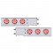 (2/Bulk) Chrome Spring Loaded Rear Light Bar W/ Six 7 Red Led 4" Red Lens Light W/ Visor - 3 3/4" Bolt Pattern