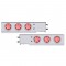 (2/Bulk) Chrome Spring Loaded Rear Light Bar W/ Six 7 Red Led 4" Red Lens Light W/ Visor - 2 1/2" Bolt Pattern