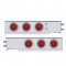 (2/Bulk) Economy 430 Stainless Steel Spring Loaded Rear Light Bar W/ Six 36 Red Led 4" Red Lens Light W/ Visor - 2" Bolt Pattern