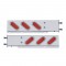 (2/Bulk) Stainless Steel Rear Light Bar With Six 19 Red Led Oval Red Lens Light With Visor - 3 3/4" Bolt Pattern
