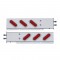 (2/Bulk) Stainless Steel Rear Light Bar With Six 10 Red Led Oval Red Lens Light With Flat Bezel - 2 1/2" Bolt Pattern