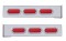 (2/Bulk) Stainless Steel 2 Pcs. Rear Light Bar W/ 6 Straight 60 Led Oval Red Lens Light W/ Bezel - 4 Hole Flange Mount
