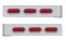 (2/Bulk) Stainless Steel 2 Pcs. Rear Light Bar W/ 6 Straight 10 Led Oval Red Lens Light W/ Bezel - 4 Hole Flange Mount