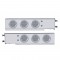 (2/Bulk) Chrome Spring Loaded Rear Lt Bar W/ Six 12 Red Led 4" Clear Lens Reflector Lt W/ Bezel - 3 3/4" Bolt Pattern