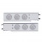 (2/Bulk) Chrome Spring Loaded Rear Light Bar W/ Six 10 Red Led 4" Clear Lens Light W/ Bezel - 3 3/4" Bolt Pattern