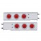(2/Bulk) Stainless Steel Spring Loaded Rear Light Bar W/ Six 10 Red Led 4" Red Lens Light W/ Bezel - 3 3/4" Bolt Pattern