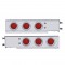 (2/Bulk) Chrome Spring Loaded Rear Light Bar W/ Six 36 Red Led 4" Red Lens Light W/ Bezel - 3 3/4" Bolt Pattern