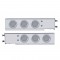 (2/Bulk) Stainless Steel Spring Loaded Rear Light Bar W/ Six 36 Red Led 4" Clear Lens Light W/ Bezel - 3 3/4" Bolt Pattern