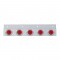 Stainless Steel Top Mud Flap Light Bracket W/ Five 9 Led 2" Low Profile Light W/ Bezel - Red Lens