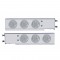 (2/Bulk) Economy 430 Stainless Steel Spring Loaded Rear Light Bar W/ Six 7 Red Led 4" Light W/ Bezel - Clear Lens (3 3/4" B.P.)