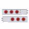 (2/Bulk) Economy 430 Stainless Steel Spring Loaded Rear Light Bar W/ Six 10 Red Led 4" Light W/ Bezel - Red Lens (2" B.P.)